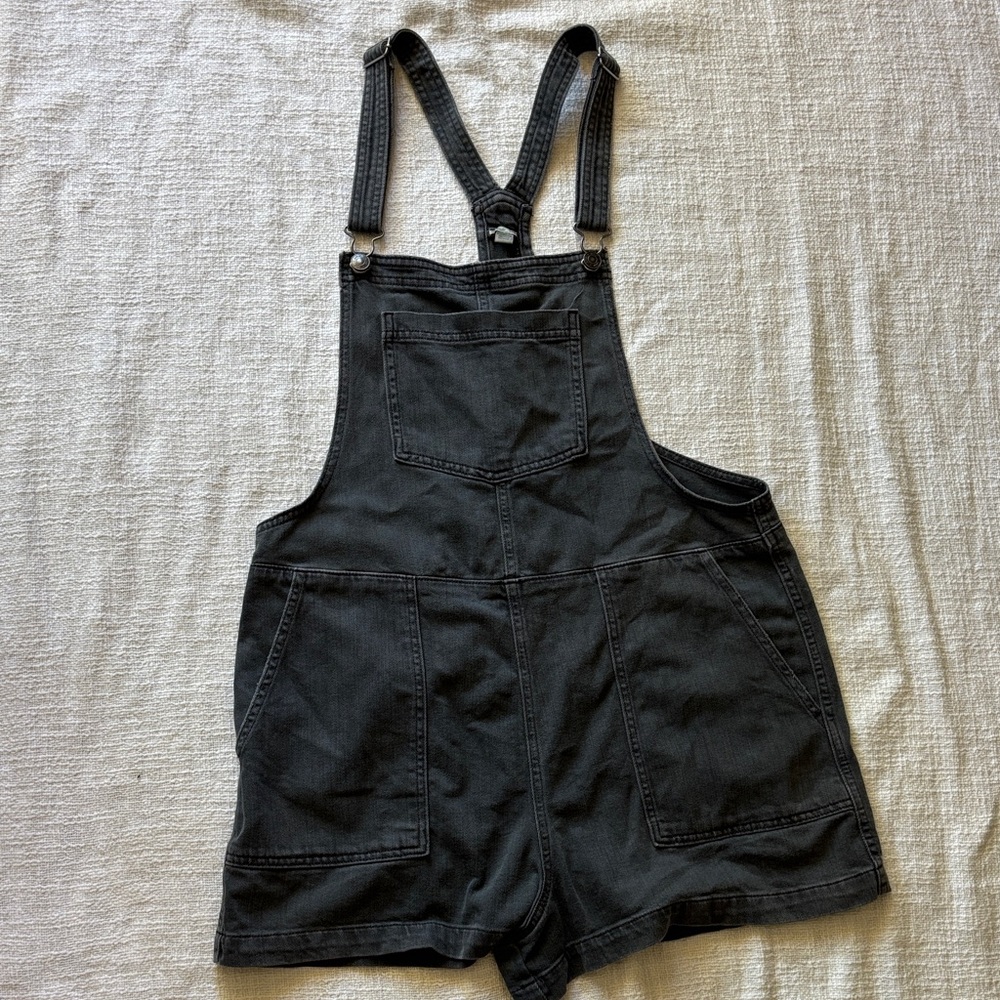 Aerie Charcoal Denim short Overalls